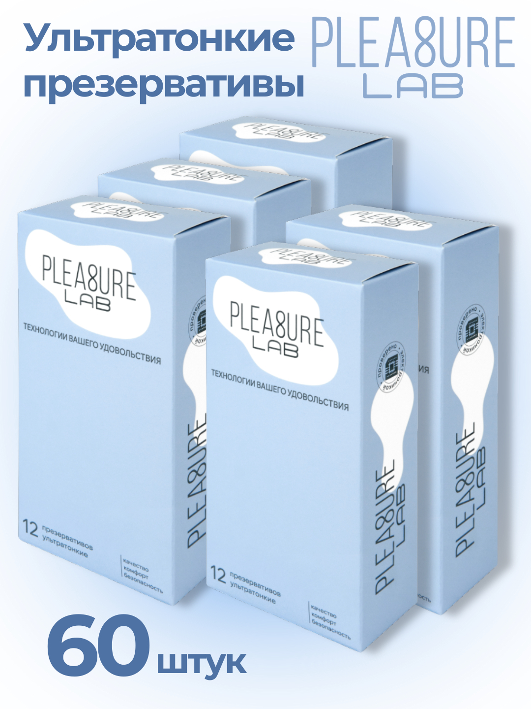 Комплект из 5 пачек презервативов ультратонких Pleasure Lab 12шт 511280-5lab