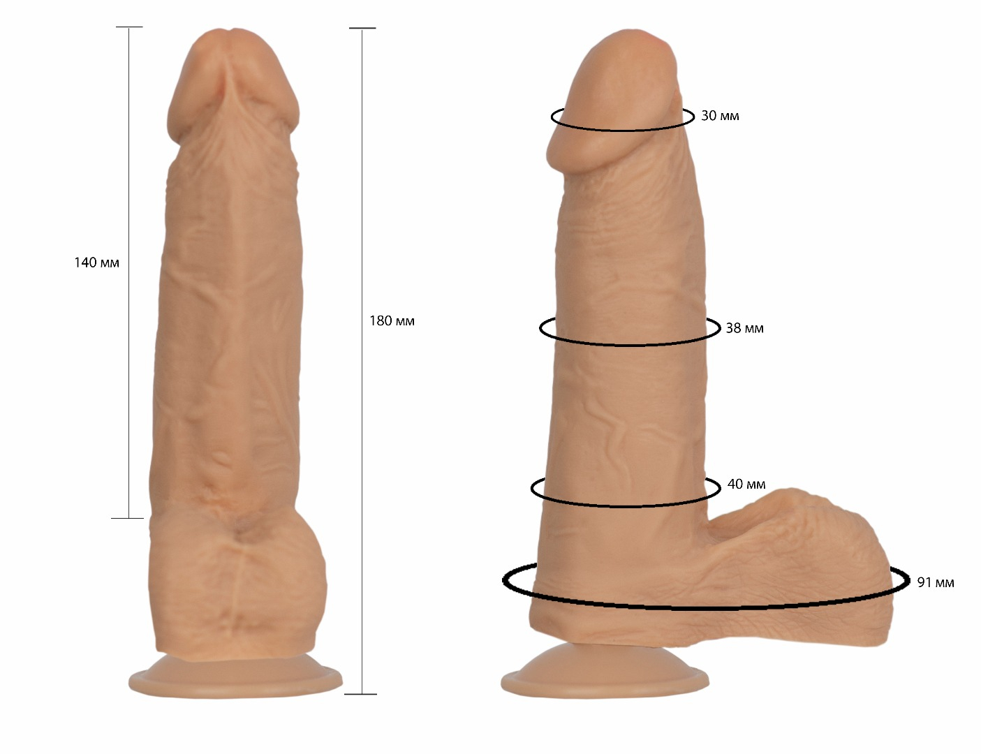 Фаллоимитатор на присоске гелевый с мошонкой 101600ru