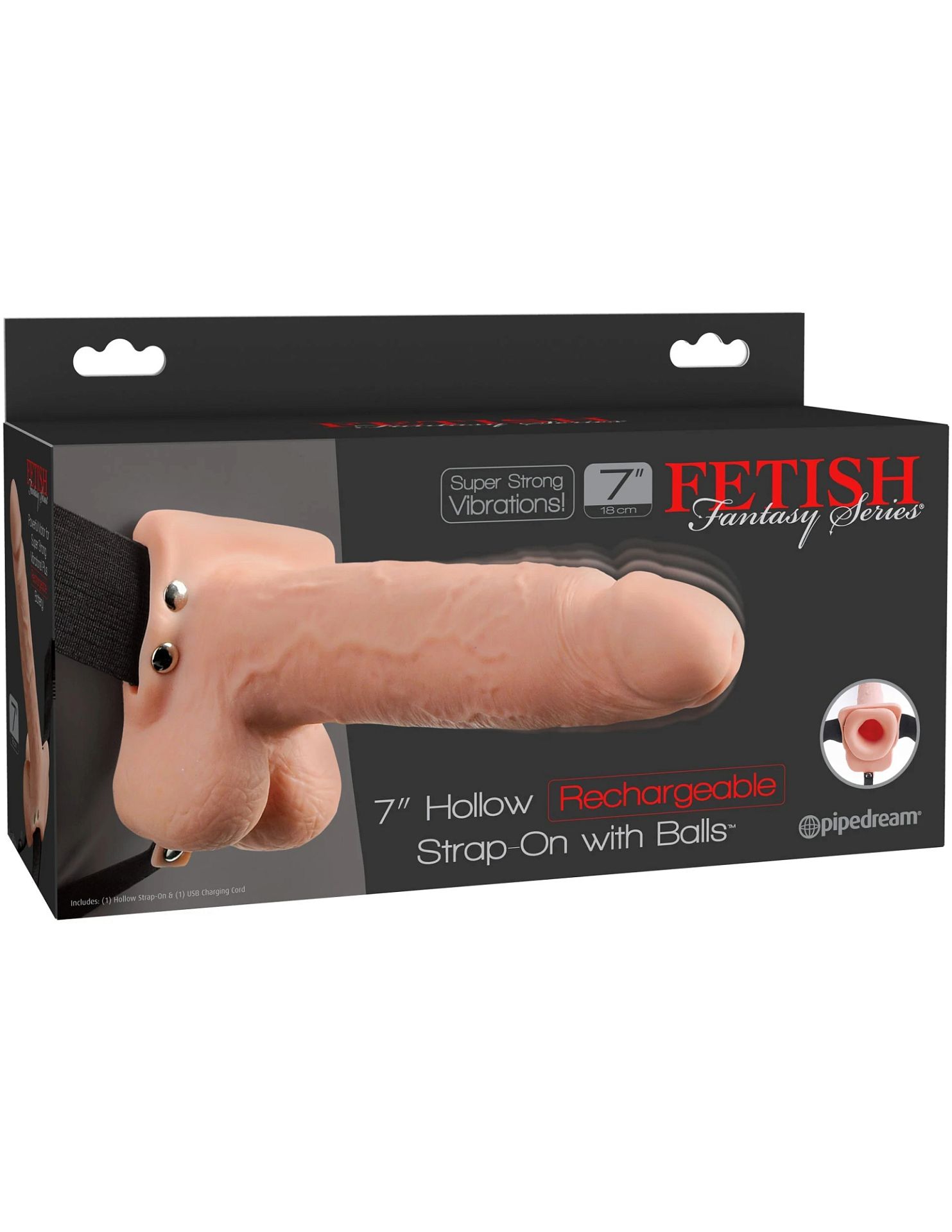 Страпон Fetish Fantasy Series 7" Hollow Strap-On - Flesh/Black Pipedream 339121PD