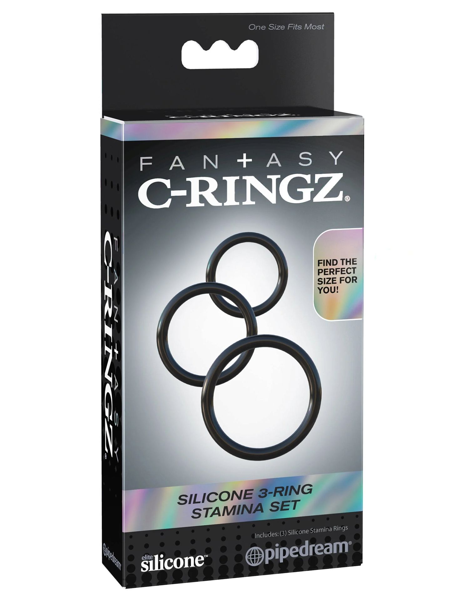Набор эрекционных колец Fantasy C-Ringz Silicone 3-Ring Stamina Set - Black Pipedream 591223PD